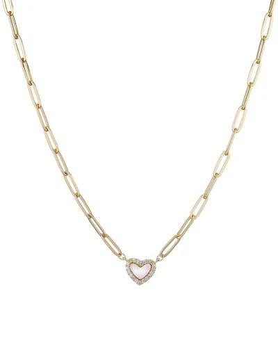Adornia Gold Mother Of Pearl Mini Heart Chain Necklace