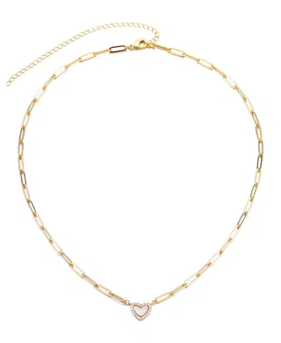 Adornia Gold Mother Of Pearl Mini Heart Chain Necklace