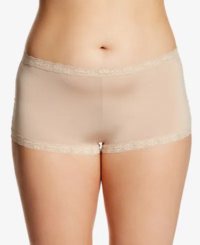 Maidenform Lace Trim Microfiber Boyshort Underwear 40760 In Neutral