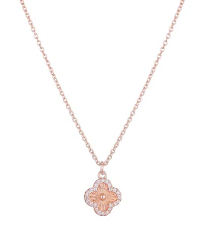 Adornia Cubic Zirconia Button Clover Halo Pendant Necklace In Gold