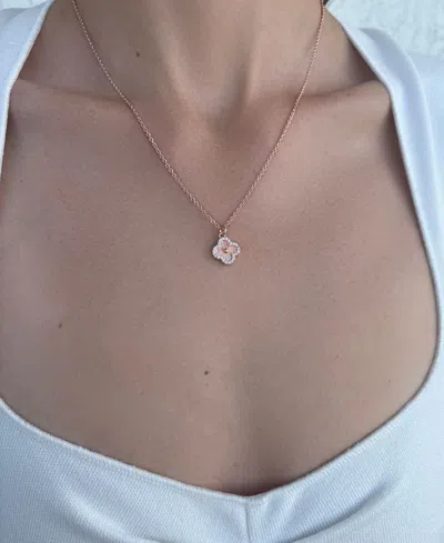 Adornia Cubic Zirconia Button Clover Halo Pendant Necklace In Gold