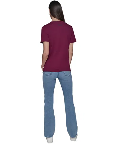 Karl Lagerfeld Women's Embellished C'est La Vie Crystal Top In Burgundy