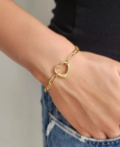 Adornia 14k Gold Plated Paperclip Chain Outline Heart Bracelet