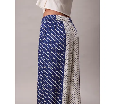 Calvin Klein Women's Printed Viscose Twill Wide Leg Pants