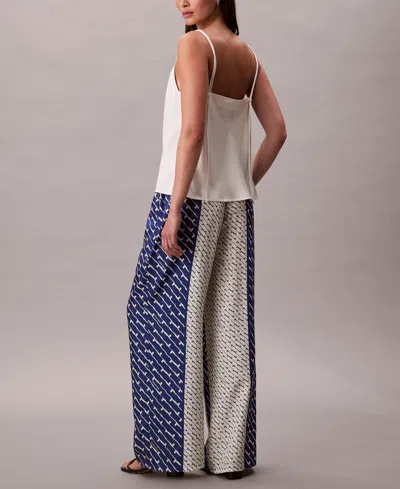 Calvin Klein Women's Printed Viscose Twill Wide Leg Pants