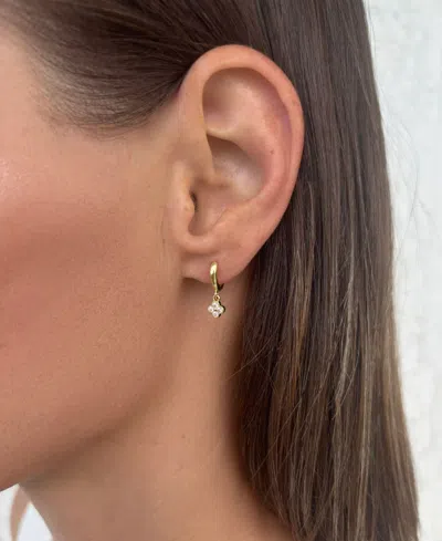 Adornia Cubic Zirconia Extra Mini Clover Dangle Huggie Earrings