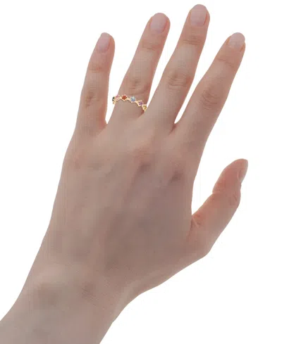 Macy's Lab Grown Multicolor Sapphire Thin Ring (5/8 Ct. T.w.) In 14k Gold Over Sterling Silver
