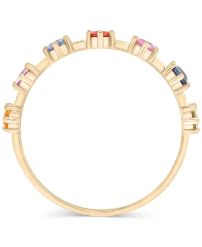 Macy's Lab Grown Multicolor Sapphire Thin Ring (5/8 Ct. T.w.) In 14k Gold Over Sterling Silver