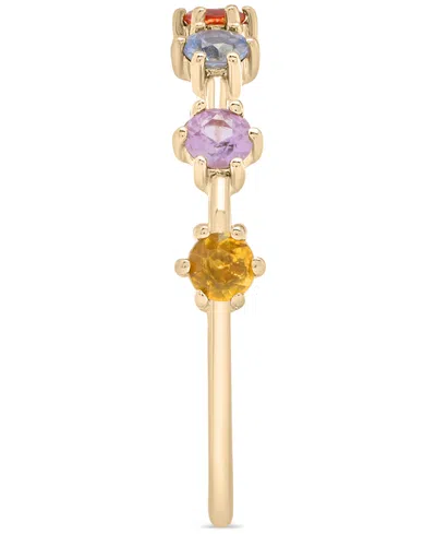 Macy's Lab Grown Multicolor Sapphire Thin Ring (5/8 Ct. T.w.) In 14k Gold Over Sterling Silver