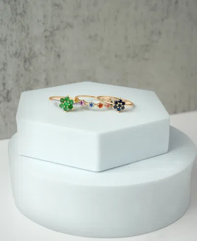 Macy's Lab Grown Multicolor Sapphire Thin Ring (5/8 Ct. T.w.) In 14k Gold Over Sterling Silver