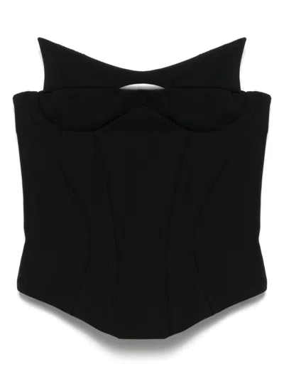 Mugler Sleeveless Corset Top Cut-out Detailing In Black