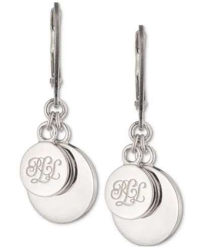 Ralph Lauren Sterling Silver Script Coin Drop Earrings