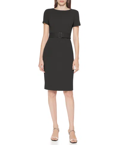 Calvin Klein Women's Short-sleeve Scuba Sheath Dress