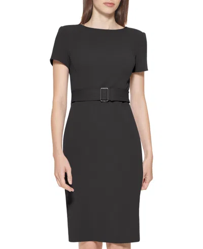Calvin Klein Women's Short-sleeve Scuba Sheath Dress