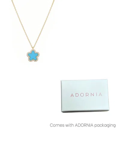 Adornia 14k Gold Plated Turquoise Cz Halo 5-leaf Clover Ne