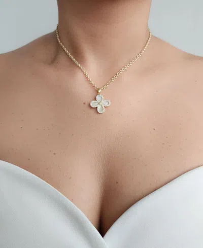 Adornia Gold Mother Of Pearl Flower Halo Pendant Necklace