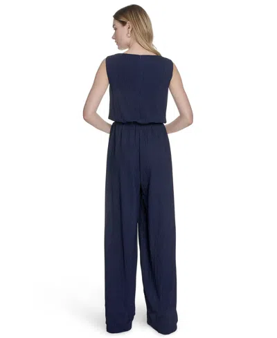 Vince Camuto Textured Knit Jumpsuit In Blue