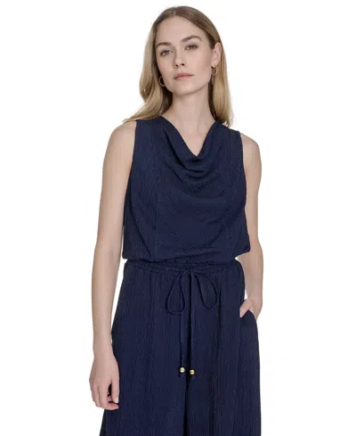 Vince Camuto Textured Knit Jumpsuit In Blue