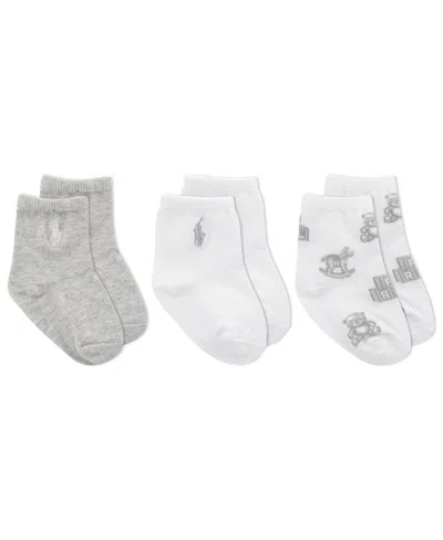 Polo Ralph Lauren Baby Boys Or Baby Girls Assorted Socks, Pack Of 3 In Gray