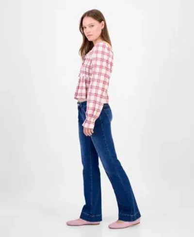 Celebrity Pink Juniors Plaid Ruffle Trim Babydoll Top Madden Girl Mid Rise Pintuck Bootcut Jeans