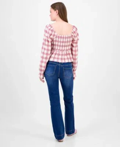 Celebrity Pink Juniors Plaid Ruffle Trim Babydoll Top Madden Girl Mid Rise Pintuck Bootcut Jeans