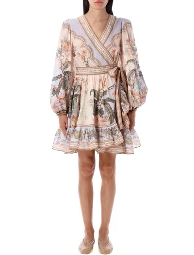 Zimmermann Wylie Printed Cotton-voile Mini Wrap Dress
