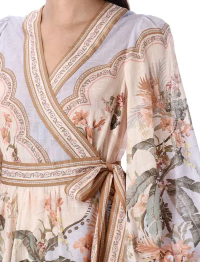 Zimmermann Wylie Printed Cotton-voile Mini Wrap Dress