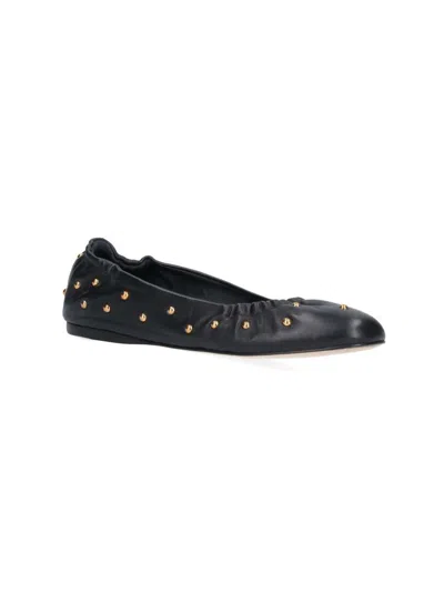 Chloé Elasticated Trim Round Toe Studded Design Ballerina Shoes