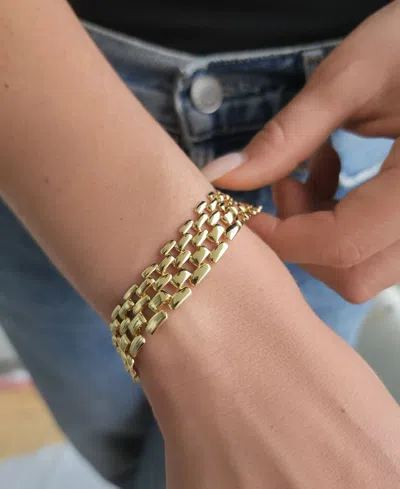 Adornia 14k Gold Plated Grid Chain Bracelet