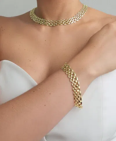 Adornia 14k Gold Plated Grid Chain Bracelet