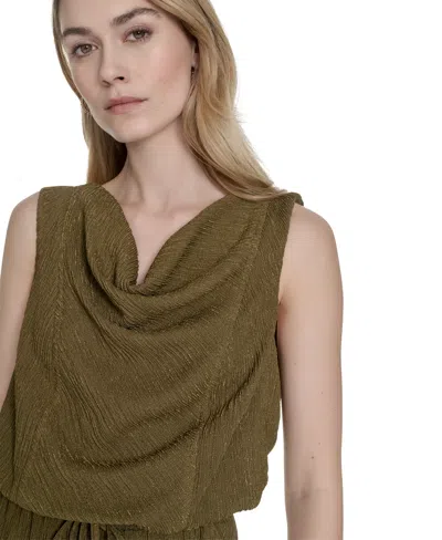 Vince Camuto Women's Textured Knit Cowlneck Jumpsuit In Green