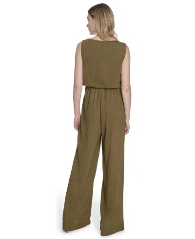 Vince Camuto Women's Textured Knit Cowlneck Jumpsuit In Green