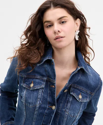 Guess Women's Annalise Denim Button-front Shacket In Blue