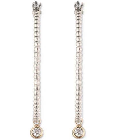 Ralph Lauren Two-tone Cubic Zirconia Beaded Hoop Drop Earrings