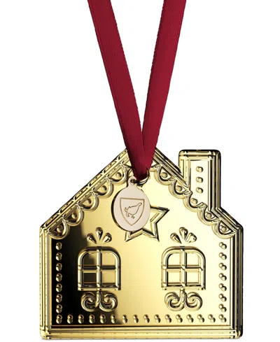 Orrefors 2025 Annual Holiday 21-karat Gold Gingerbread House Ornament In Gold