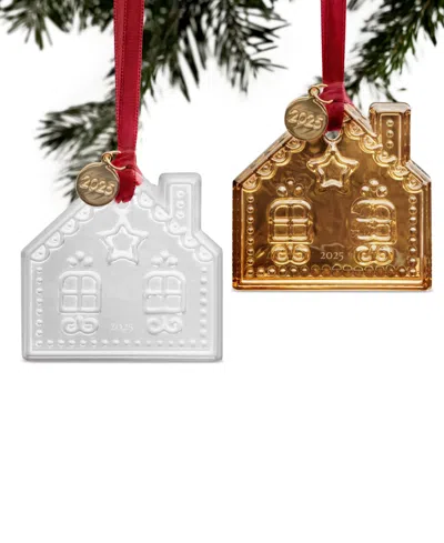 Orrefors 2025 Annual Holiday 21-karat Gold Gingerbread House Ornament In Gold