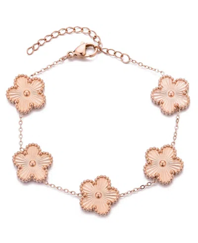 Adornia Tarnish Resistant 14k Rose Gold Plated 5-leaf Clover Station Bracelet