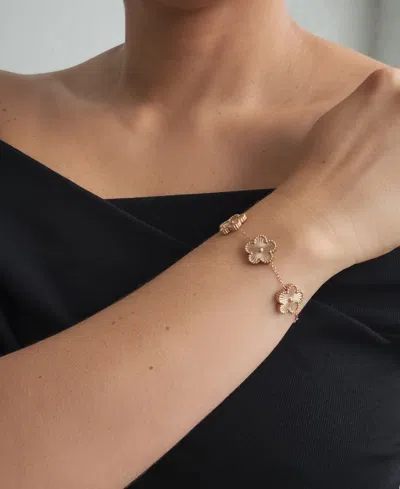 Adornia Tarnish Resistant 14k Rose Gold Plated 5-leaf Clover Station Bracelet
