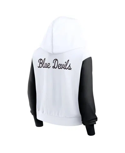 Nike Women's White Duke Blue Devils Cropped Beyond Capability Color Block Script Full-zip Hoodie
