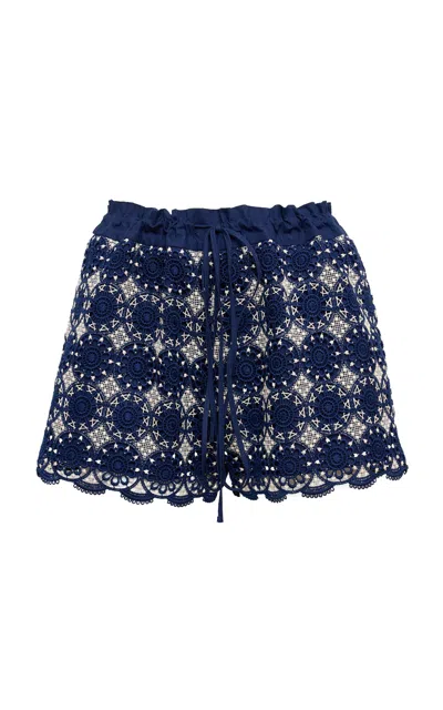 Loretta Caponi Solene Macrame Cotton Shorts