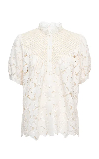 Loretta Caponi Iole Lace Macrame Top