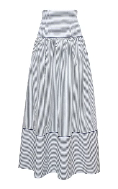 Loretta Caponi Castagneto Pinstripe Cotton Skirt