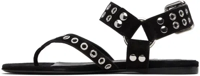 Alaïa Black Suede Calfskin Thong Flat Sandals