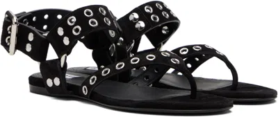Alaïa Black Suede Calfskin Thong Flat Sandals