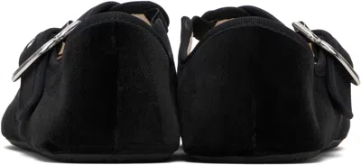 Alaïa Black Criss Cross Velvet Ballerina Flats