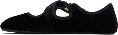 Alaïa Black Criss Cross Velvet Ballerina Flats