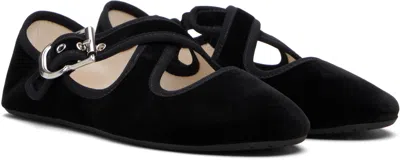 Alaïa Black Criss Cross Velvet Ballerina Flats