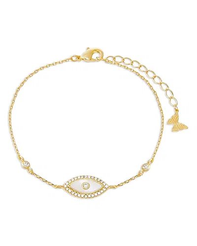 By Adina Eden Mother Of Pearl & Pave Evil Eye Link Bracelet In Gold