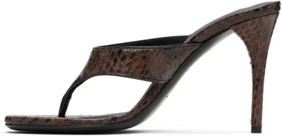 Alaïa Brown Thong Elaphe Leather Mule Sandals