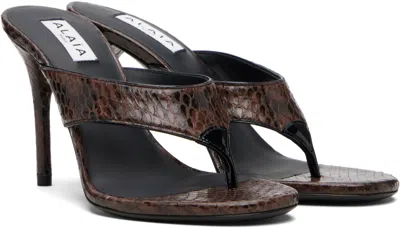 Alaïa Brown Thong Elaphe Leather Mule Sandals